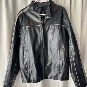 Arizona Jean Company Black Leather Jacket with Tan Accents